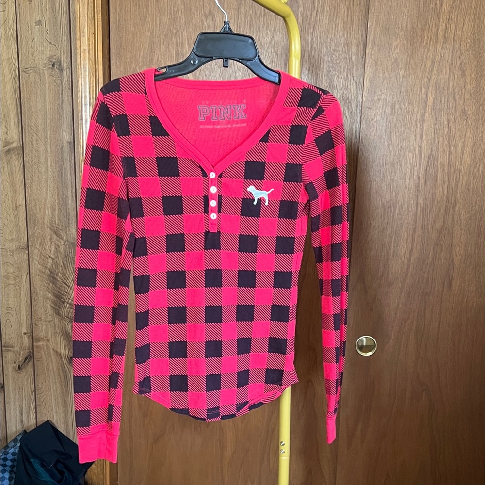 PINK Victoria's Secret Red and Black Checkered Top